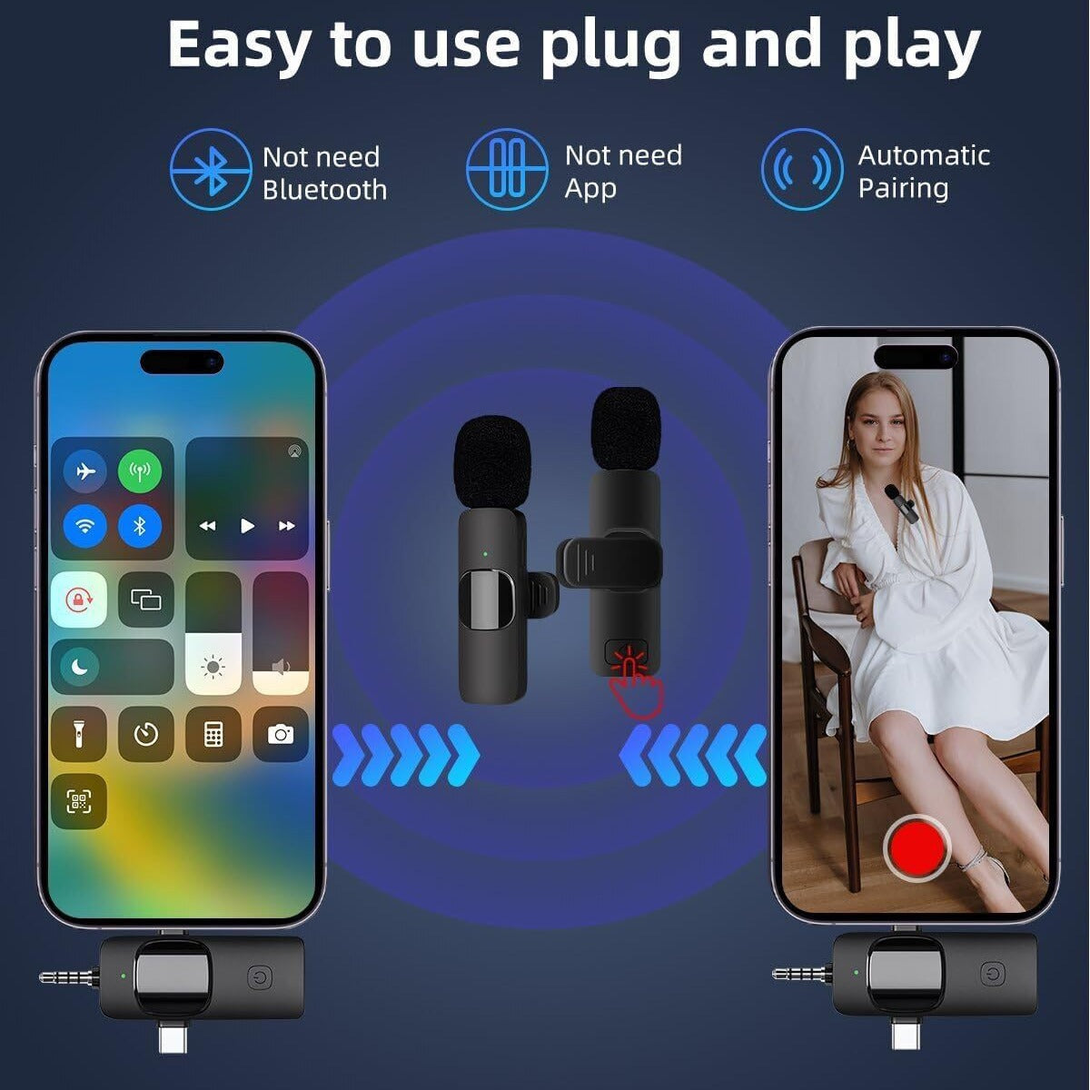 K15 Wireless Clip-on Microphone with Noise Reduction